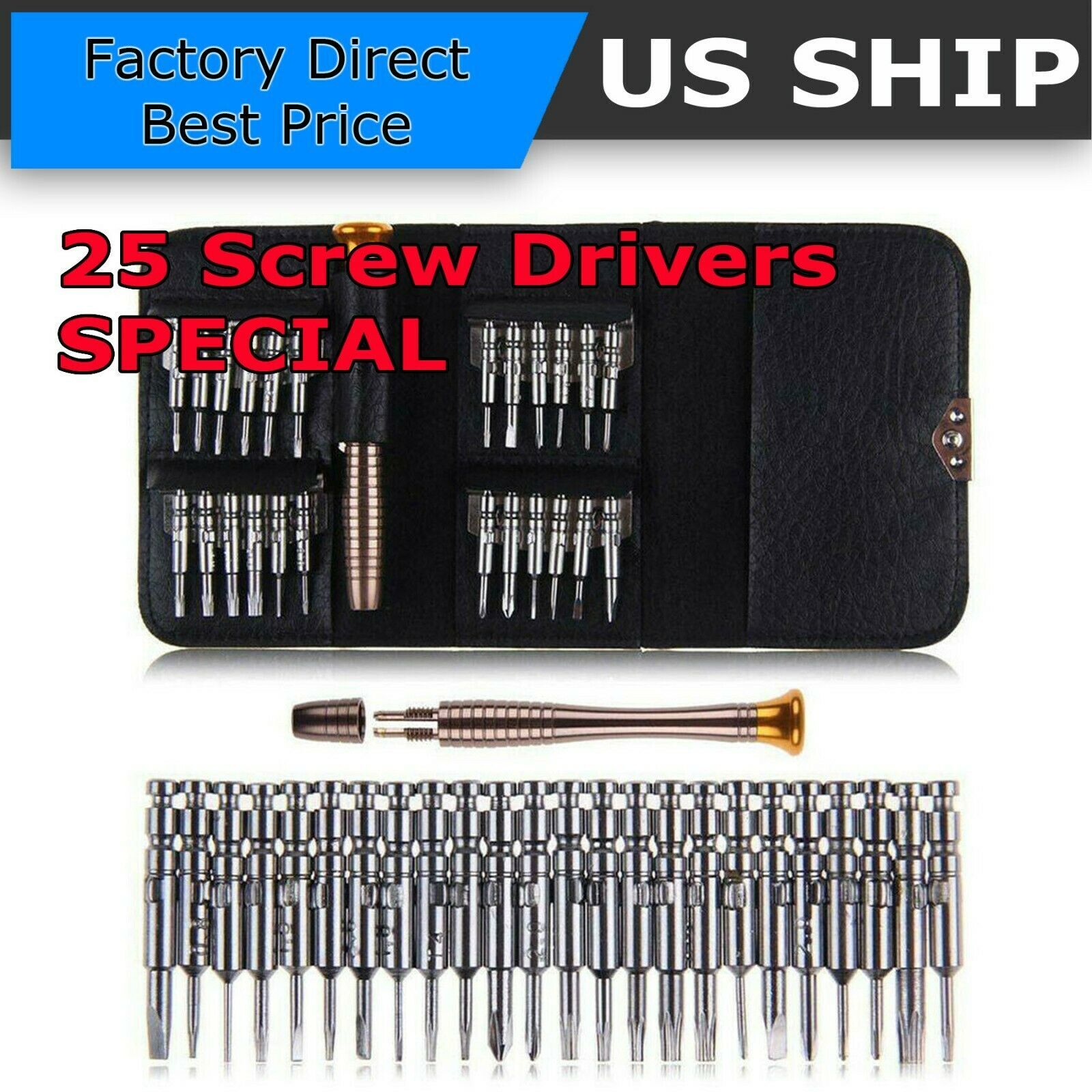 25 IN1 Small MINI REPAIR PRECISION SCREWDRIVER TORX TOOL KIT SET PHONES FIX US gallery