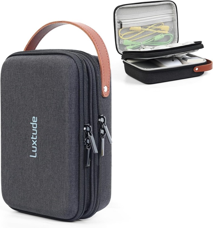 Double-Layer Hard Shell Electronics & Charger Travel Organizer Case (Black) gallery