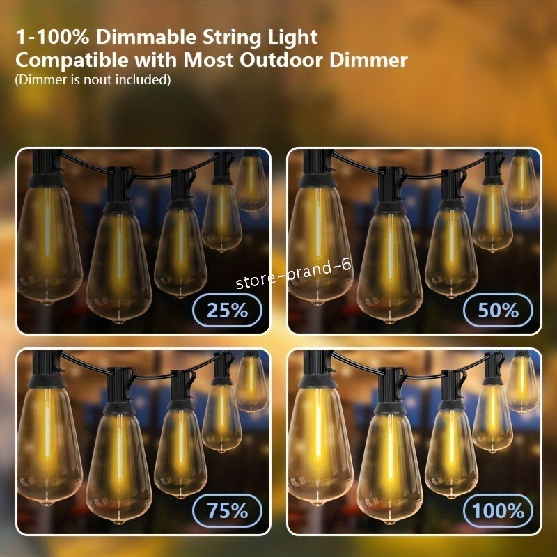 25FT - 100FT LED Outdoor String Lights Dimmable Waterproof ST38 LED Patio Lights gallery