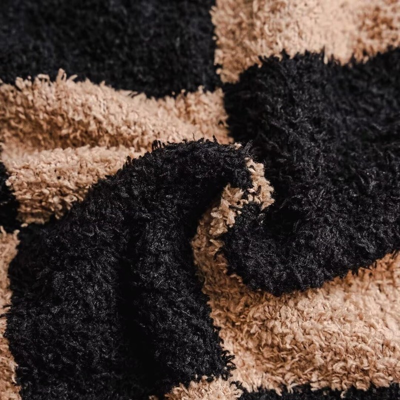 Black Brown Soft Reversible Checkered Knit Throw Blanket Sofa 51x63 Inch gallery