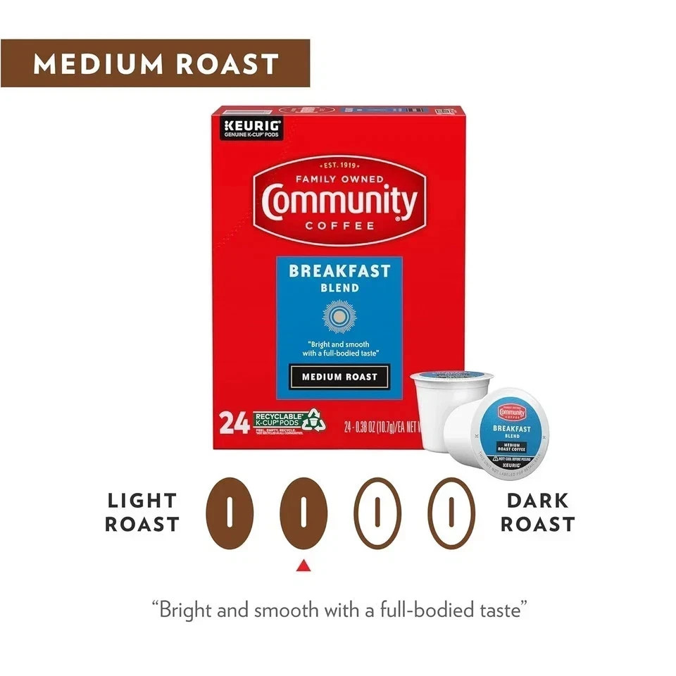 Community Coffee by Medium Roast Breakfast Blend Coffee Pods – 72 Pods gallery