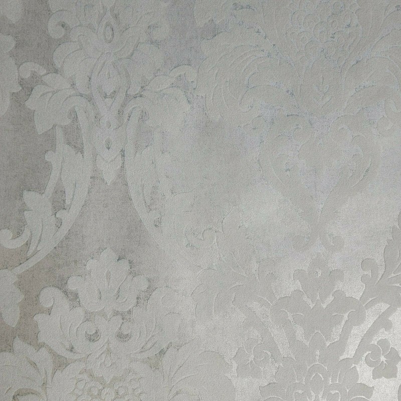 Embossed flocking taupe tan off white Flocked Victorian damask velvet Wallpaper gallery