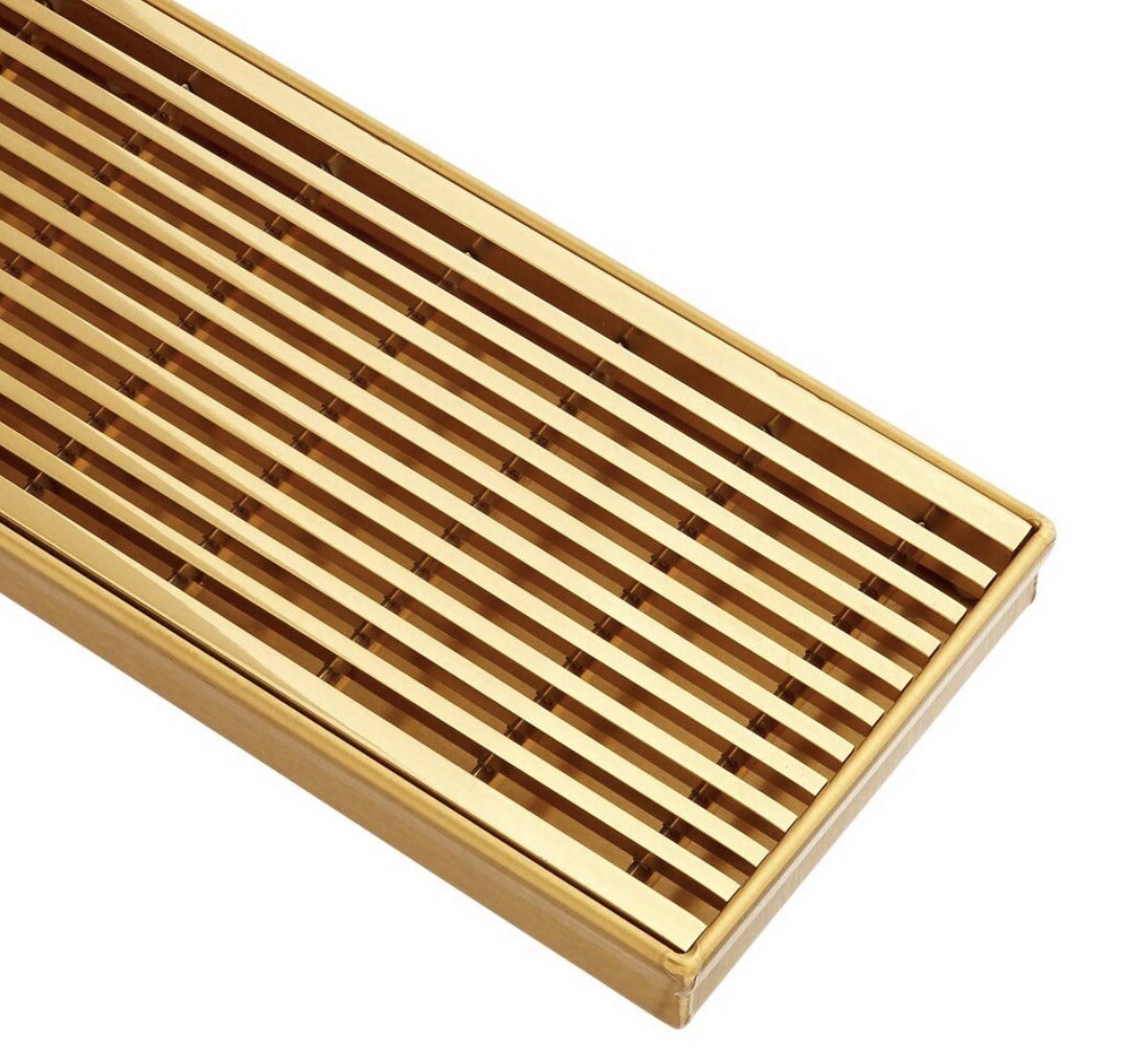 Signature Hardware 24" Carmen Linear Shower Drain - Polished Brass - NO FLANGE gallery