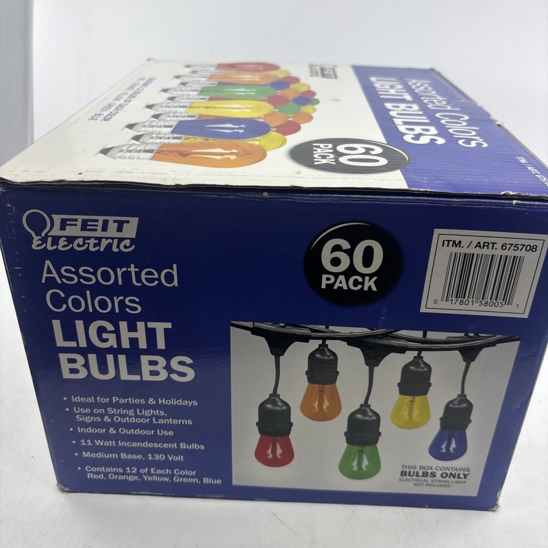 Feit Electric Assorted Colors Light Bulbs 60 Pack – Red, Orange, New in Box gallery