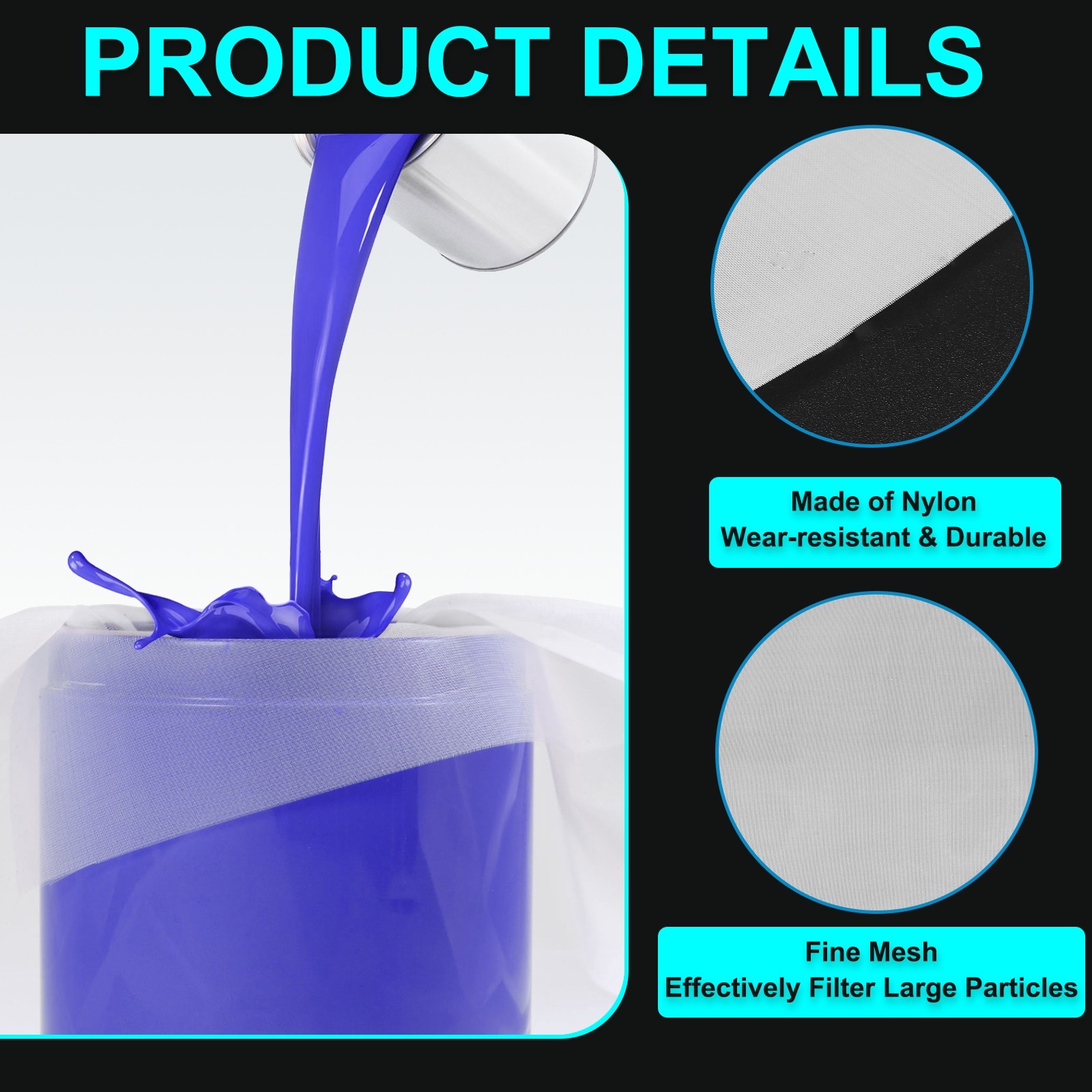 250 Nylon Mesh Paint Filter, 78"x39" Braided Mesh gallery