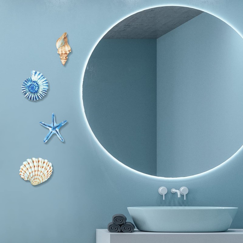 Yookeer 4 Pcs Beach Wall Decor Seashell Starfish Small, as pictures shown gallery