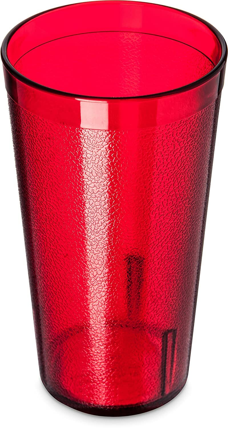 6 Restaurant Tumbler Beverage Cups 16oz Anti-Break Drinking Glasses Red Plastic gallery
