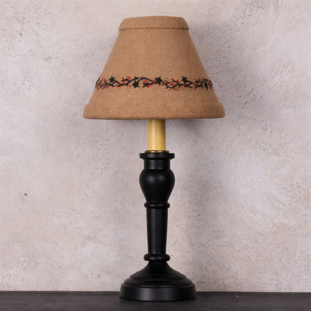 New Rustic Primitive BURLAP BLACK STAR VINE LAMP Plug In Light 10" gallery