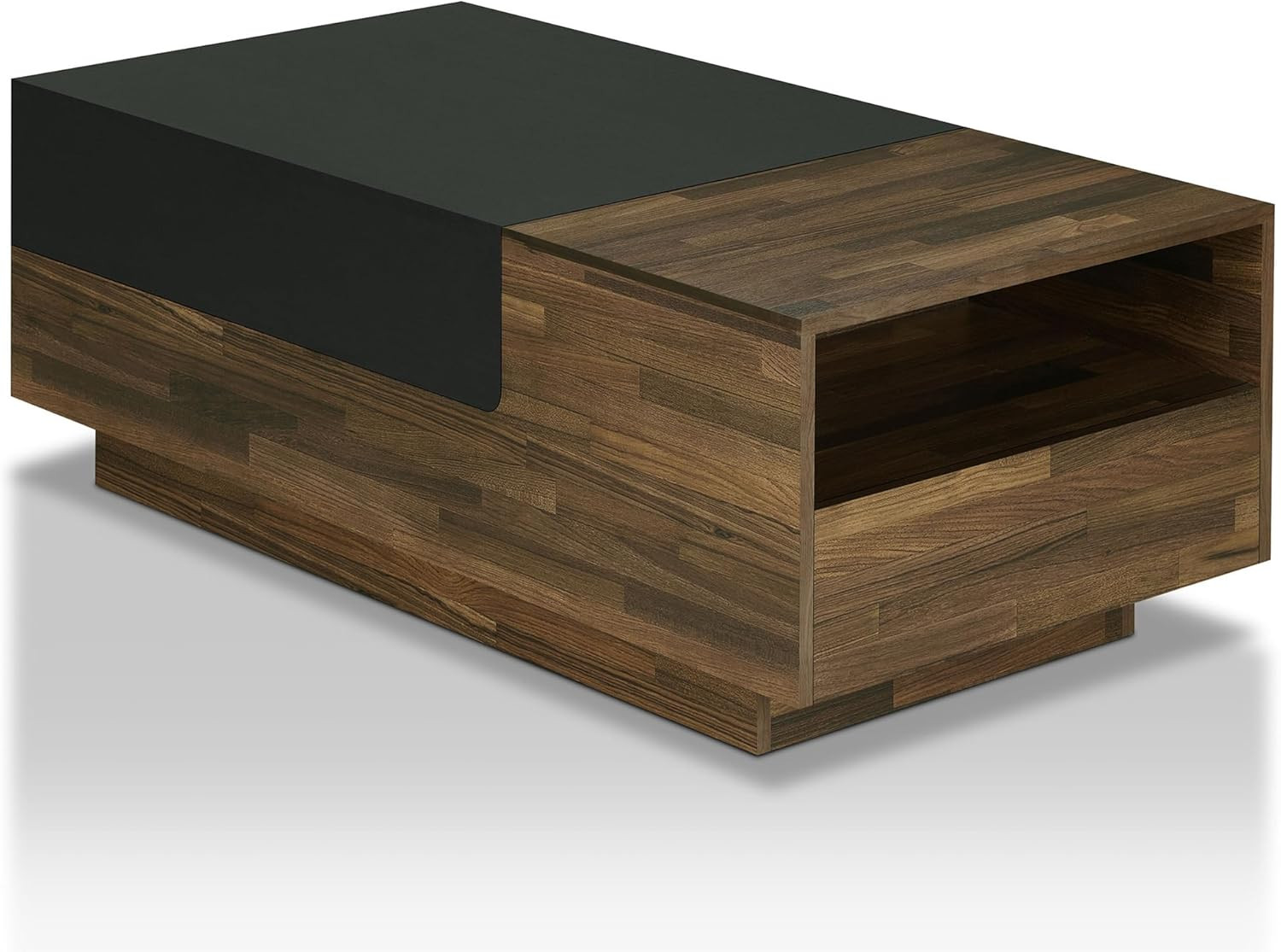 Spada 48" Modern Light Hickory Coffee Table with Drawer & Open Shelf gallery