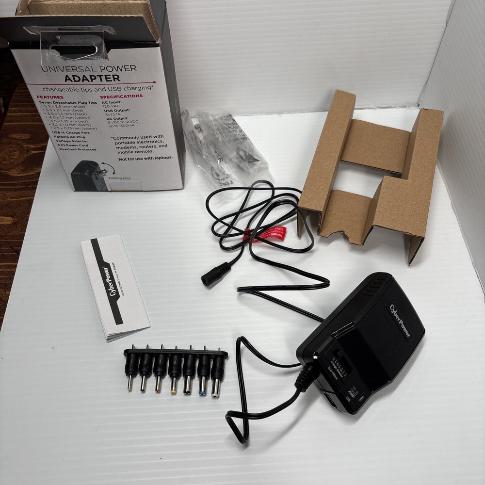Universal AC Power Adapter 7 Tips CyberPower 1300mA 100 to 120V - CPUAC1U1300