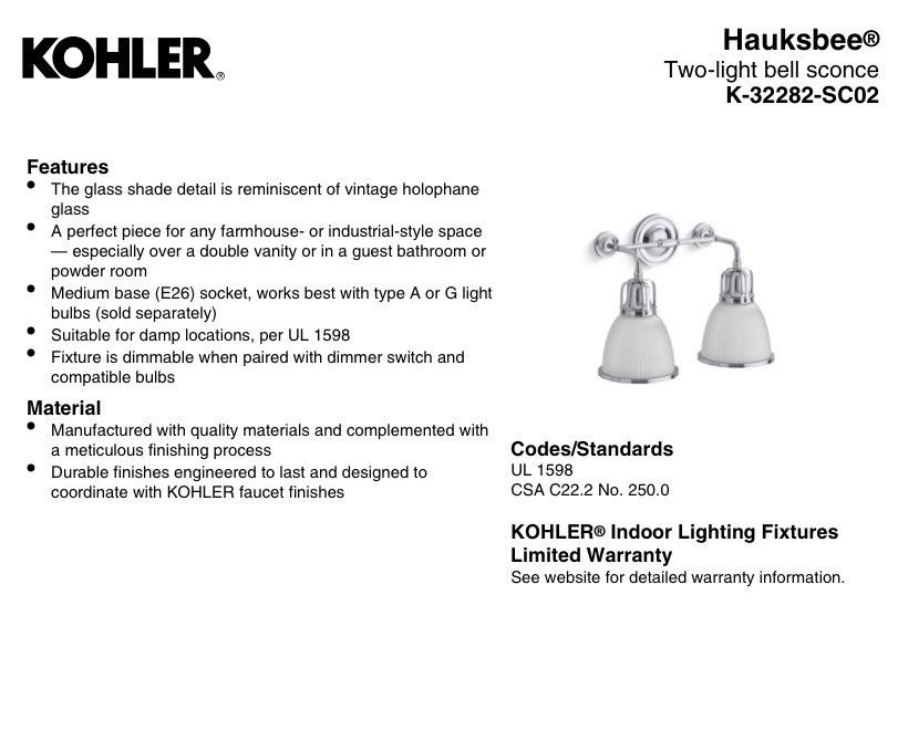 Kohler Hauksbee 2-Light Bell Wall Sconce Polished Nickel K-32282-SNL gallery