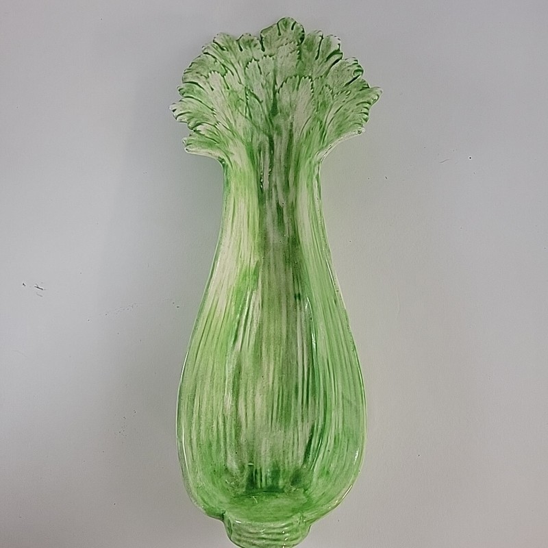 Vintage MCM Celery Shaped Dish Ceramic Art Pottery 14”L gallery