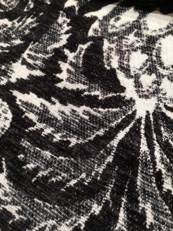 STUDIO 9 Curtain panels Aretha Chenille Black white 37 x 84 Botanical Print gallery