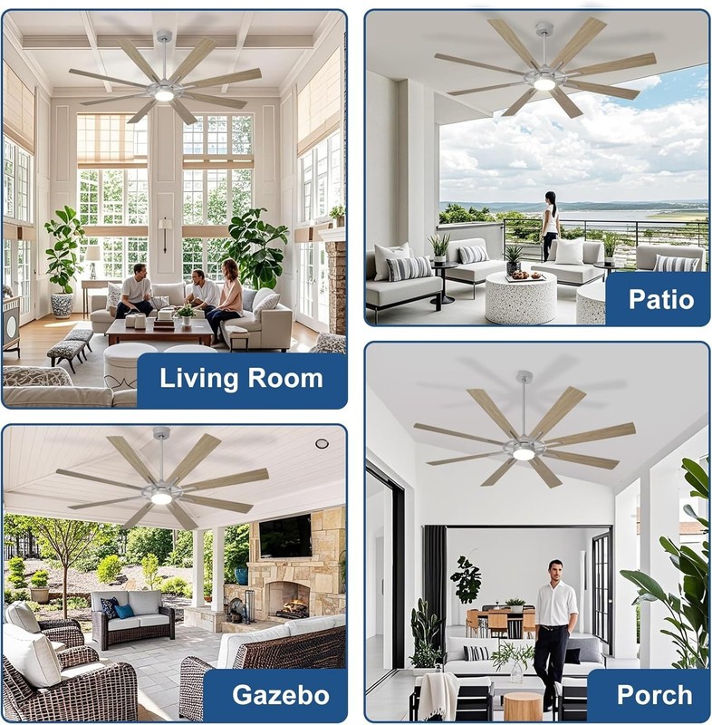 Modern 72" Ceiling Fan with Dimmable LED Light and Remote APP Control gallery