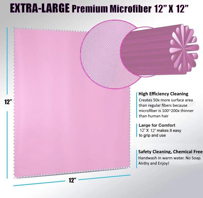 Oversized Microfiber Cleaning Cloth 12" X 12" for Screens Lens Phone-Multicolor gallery