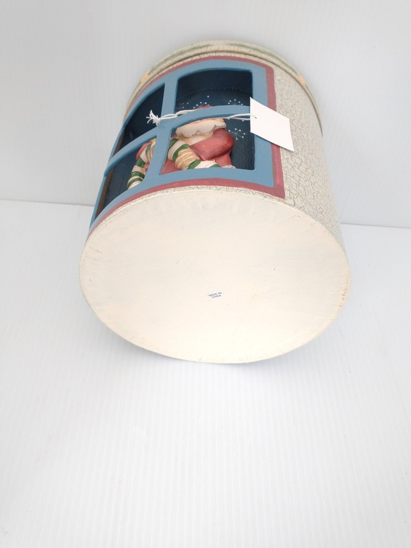 Nesting 3D Paper Mache Round Box Set Santa Cardinal Window Candy Cane Birdhouse gallery
