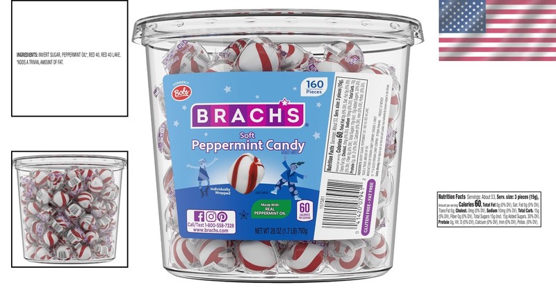 Bob's Sweet Stripes Soft Peppermint Candy - 28 Oz Jar, 160 Individually Wrapped gallery