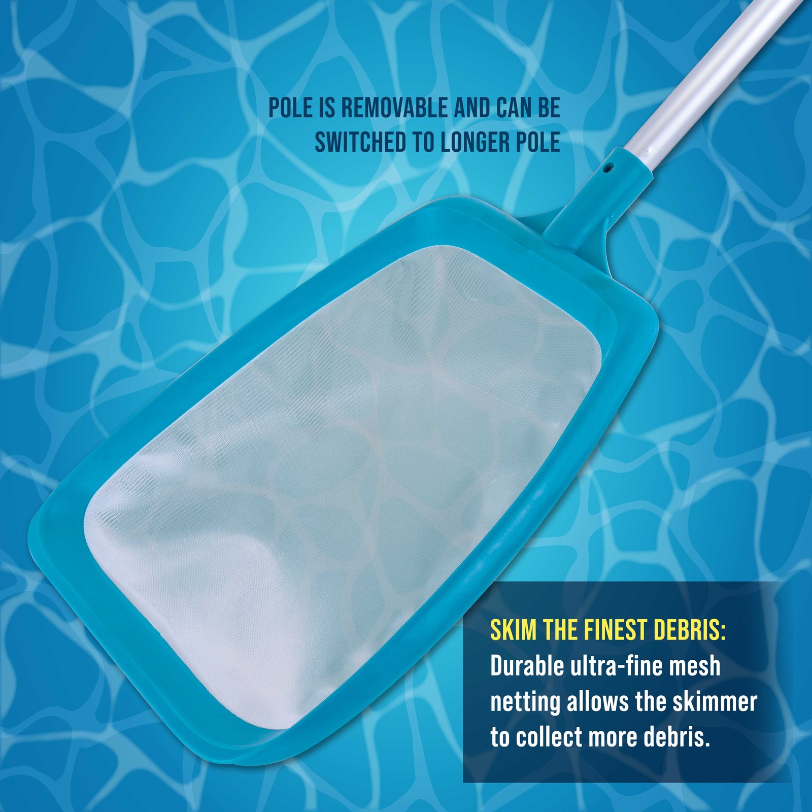 U.S. Pool Supply Spa, Hot Tub, Pool Hand Leaf Skimmer Net, 17" Pole - Ultra Fine gallery