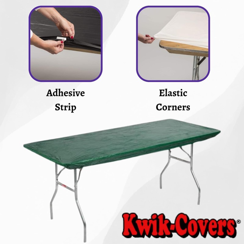 8' x 30" Kwik-Cover Rectangular Plastic Table Covers (5 count) - Elastic, Fitted gallery