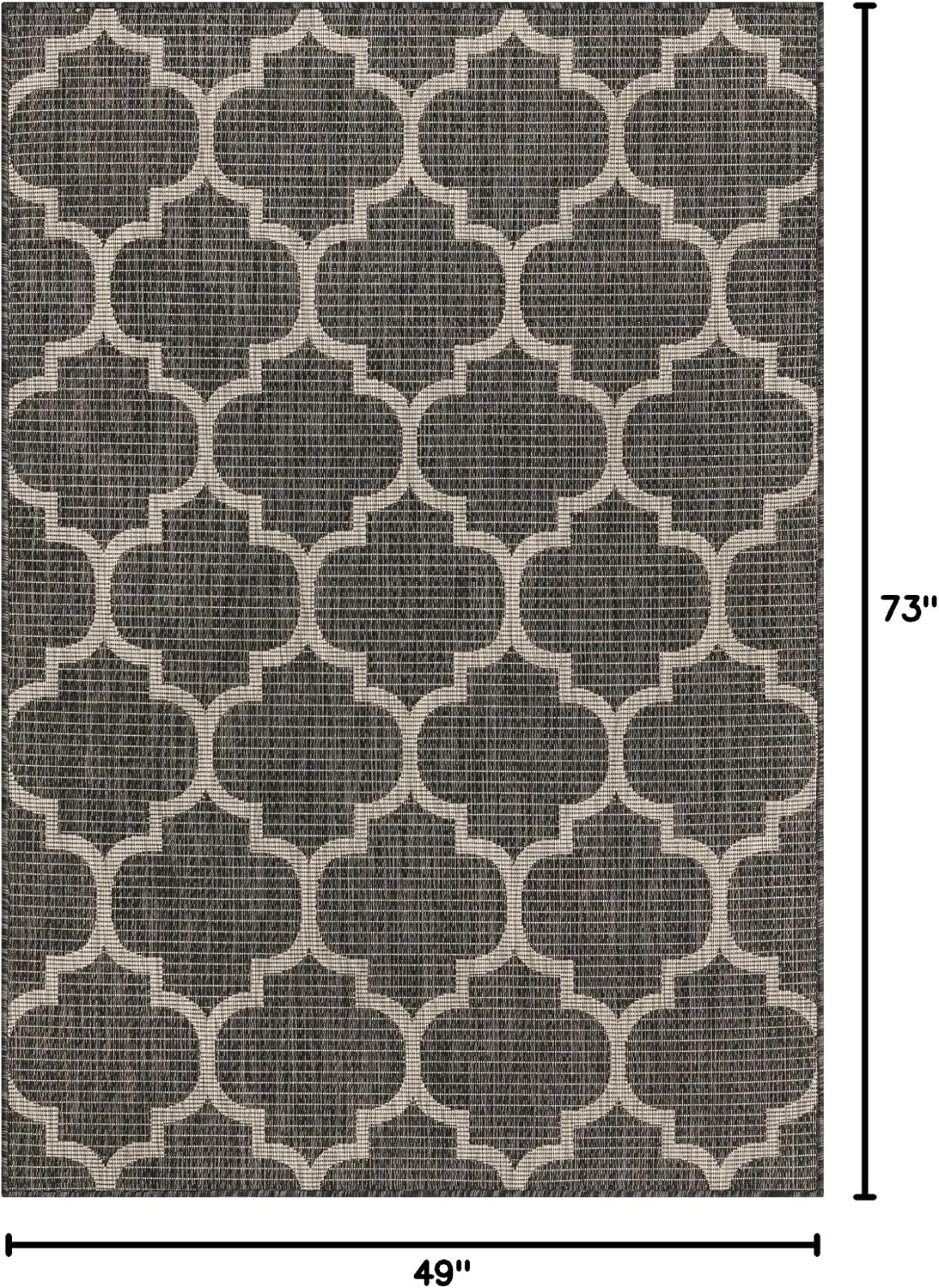 Unique Loom Outdoor Trellis Collection Area Rug (4' 1" x 6' 1" Rectangle, Black/ gallery