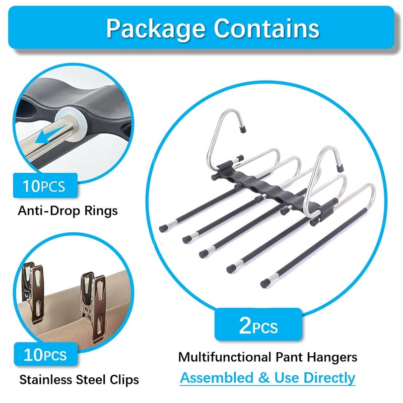 Magic Pants Hangers Space Saving - 2 Pack for Closet Multiple Layers gallery