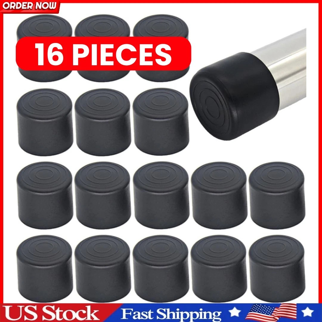 16 Pack 1 Inch Rubber Table & Chair Leg Tips Caps Black Furniture Floor Protecto gallery
