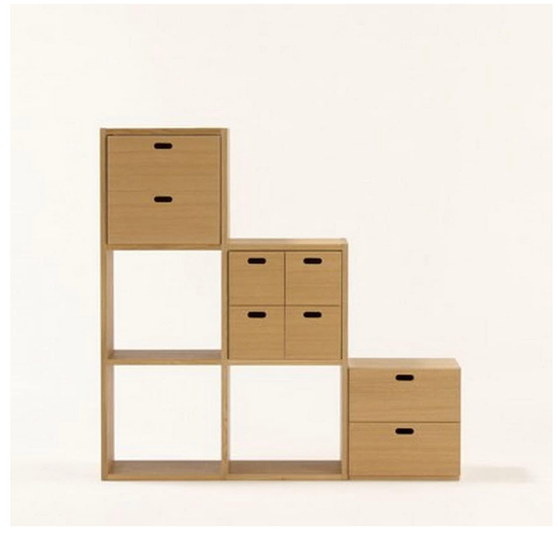 MUJI STACKABLE WOOD CHEST 2 RECTANGULAR DRAWERS OAK 14 x 14 x 11 in gallery