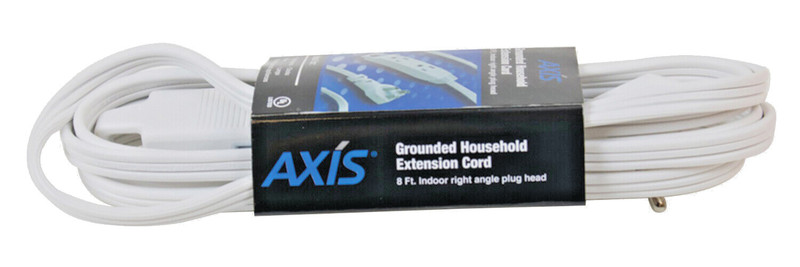 Axis 3-Outlet Grounded Indoor Extension Cord Flat Plug 8ft White NIB gallery