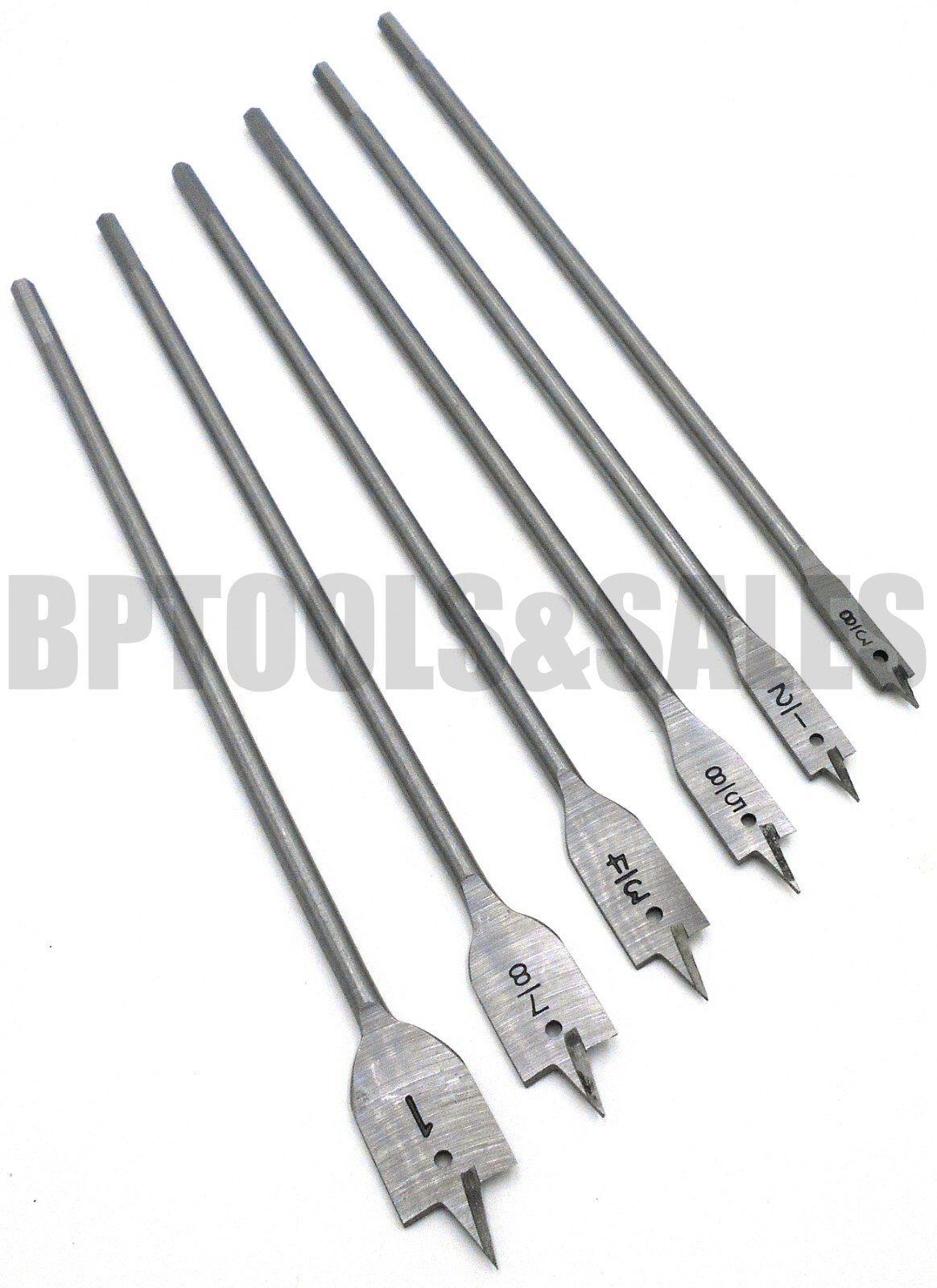 6pc 12" Spade Drill Bit Set Paddle Wood Boring Flat Woodworking 3/8" to 1" gallery