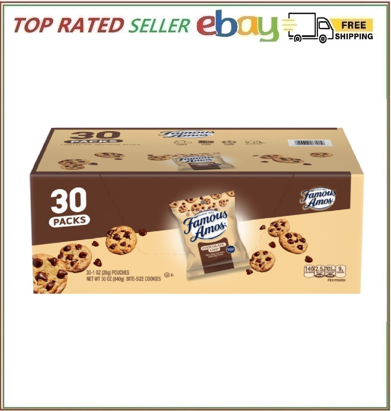 Famous Amos Original Recipe Chocolate Chip Bite-Size Cookies, 30 Pack Box, 30 oz gallery