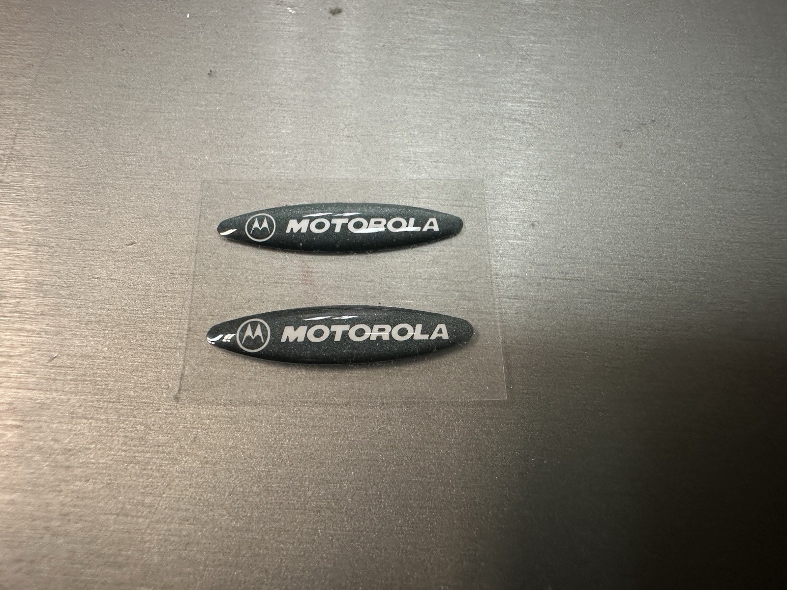 Motorola Galaxy Silver Metallic Crystal Dome Emblem Badge Small, OEM, Set of 2 gallery