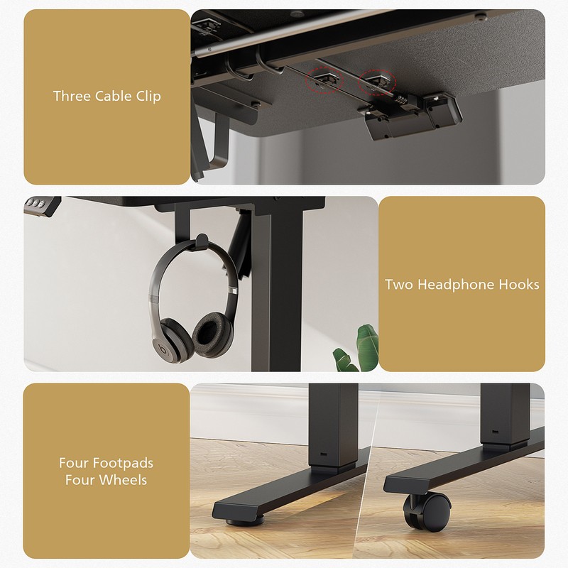 48/55/63" Brown Height Adjustable Electric Standing Desk Home Office Table/Frame gallery