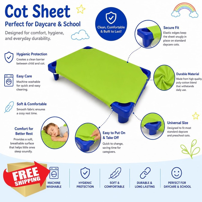 Sheets Stargazer Cot Sheets 12pc Green 22x40in gallery