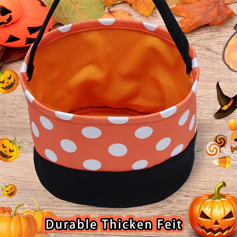 Halloween Candy Buckets Candy Baskets Halloween Trick or Treat Bags Polka Dot... gallery