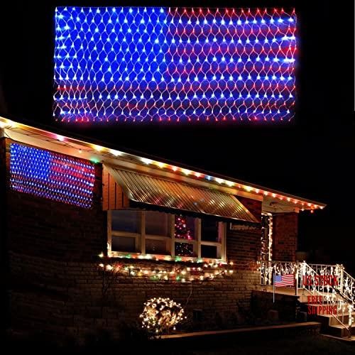American Flag String Lights, 420 LED USA Flag Net Light Waterproof Multicolor gallery