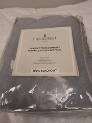 Fieldcrest Devin Cotton Chambray Blue S 100% Blackout Lining Panel 50in x 108in