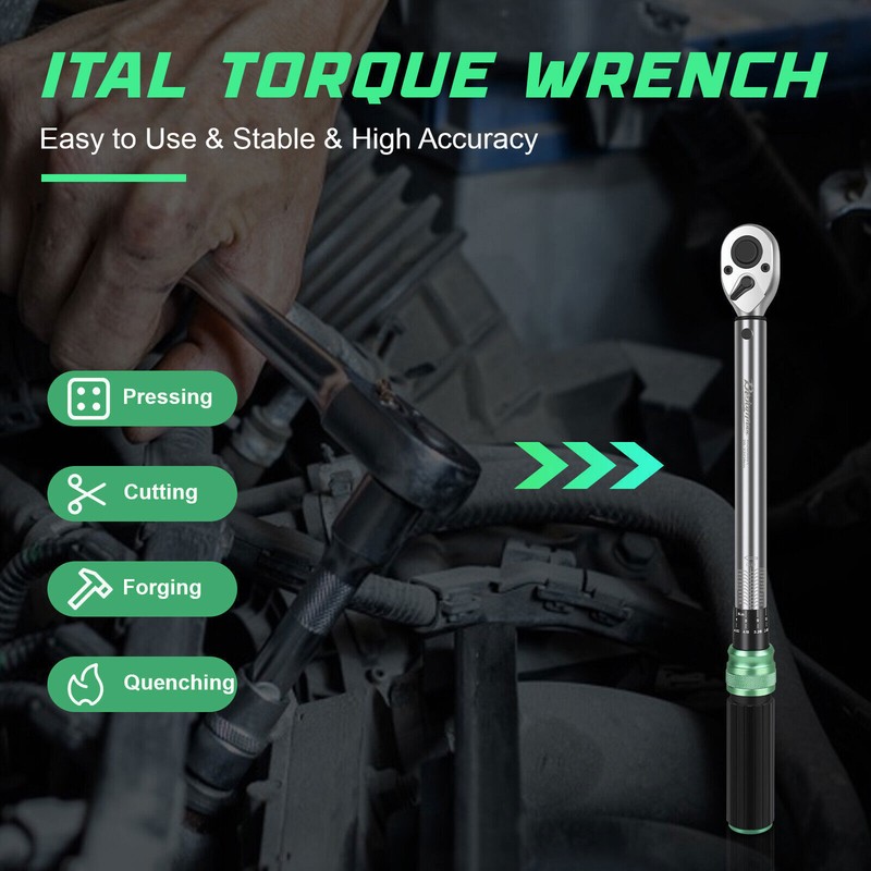 1/2" Drive Click Torque Wrench Snap Socket Ratcheting 14.76-162.36FT-LB/20-220NM gallery