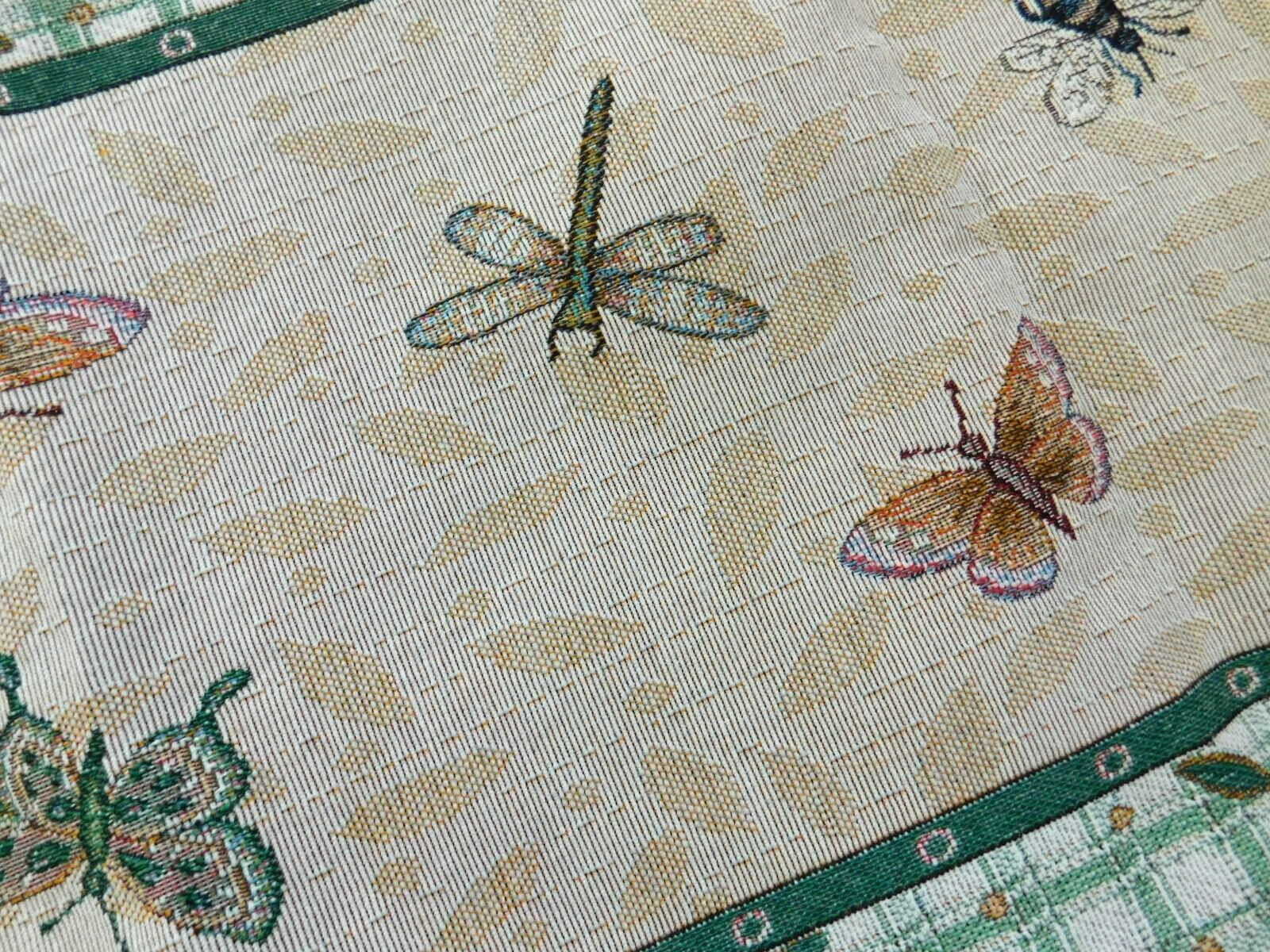 Spring Summer Tapestry Table Runner Butterfly Bumblebee Dragonfly Tassel 72” gallery