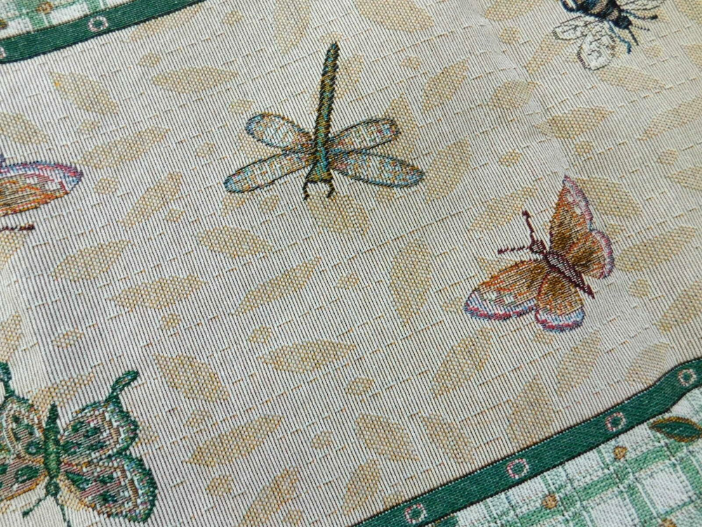Spring Summer Tapestry Table Runner Butterfly Bumblebee Dragonfly Tassel 72”