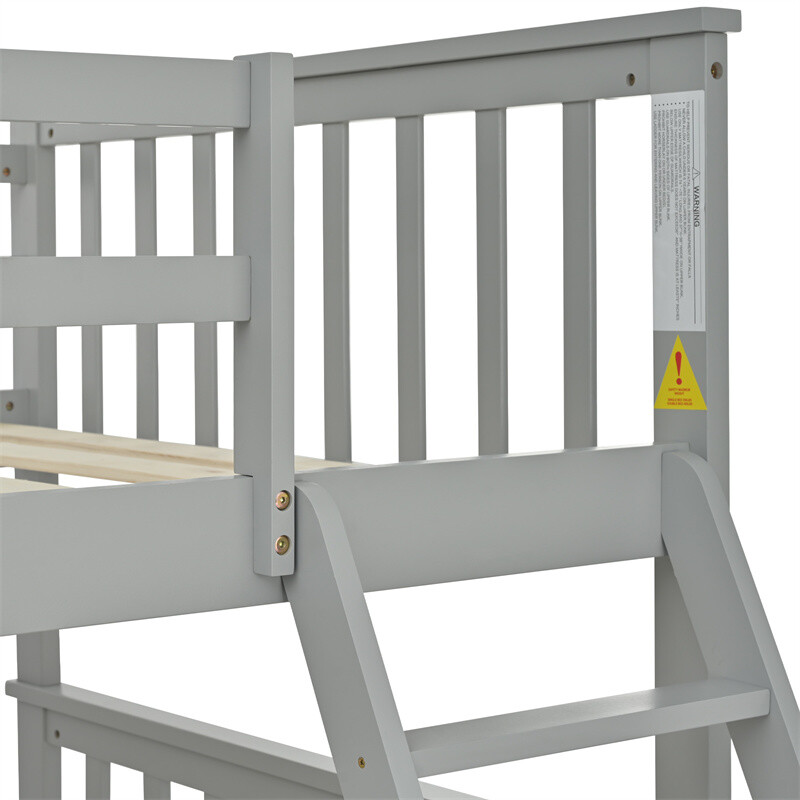 Twin Over Full Size Bunk Bed w/2 Storage Drawers Convertible Platform Bed,Gray gallery