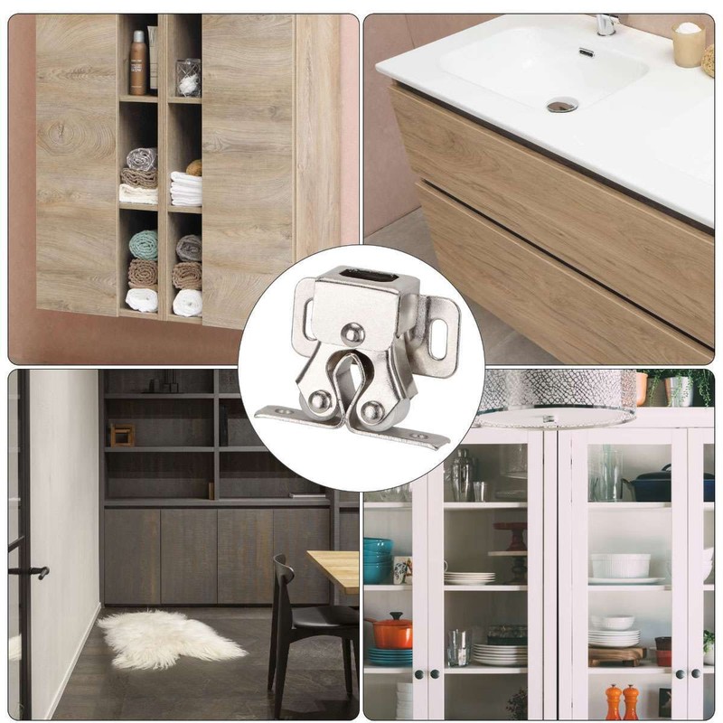4/8/12pack Double Roller Catch Cupboard Cabinet Door Closet Latch Brown/Silver gallery