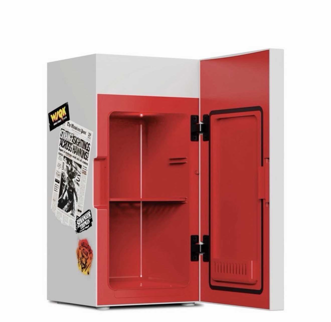 WOK Stranger Things Countertop Mini Fridge Single Door White/Red Stickers gallery