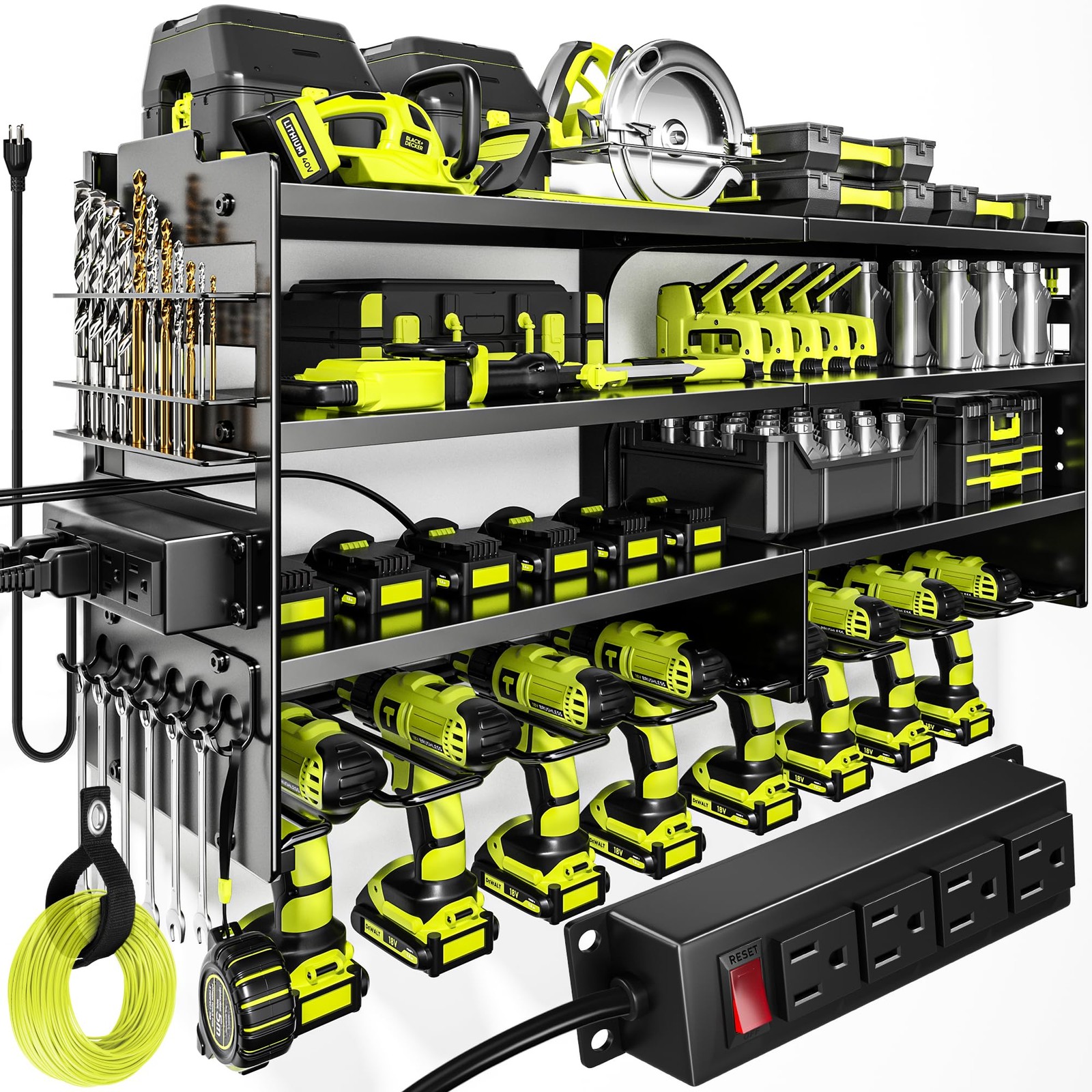 Large Power Tool Organizer Wall Mount with Charging Station,4 Layer Heavy Duty M gallery