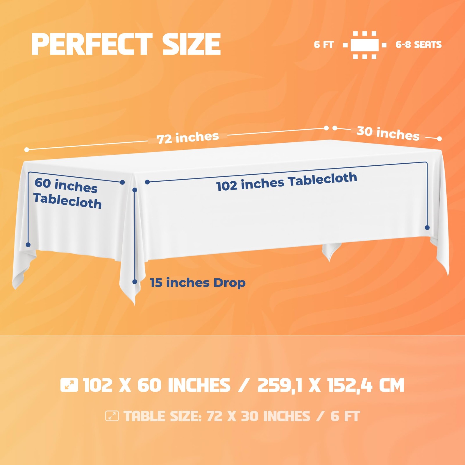 WEALUXE White Table Cloths for 6 Foot Rectangle Tables, 2-Pack, 60x102 inches... gallery