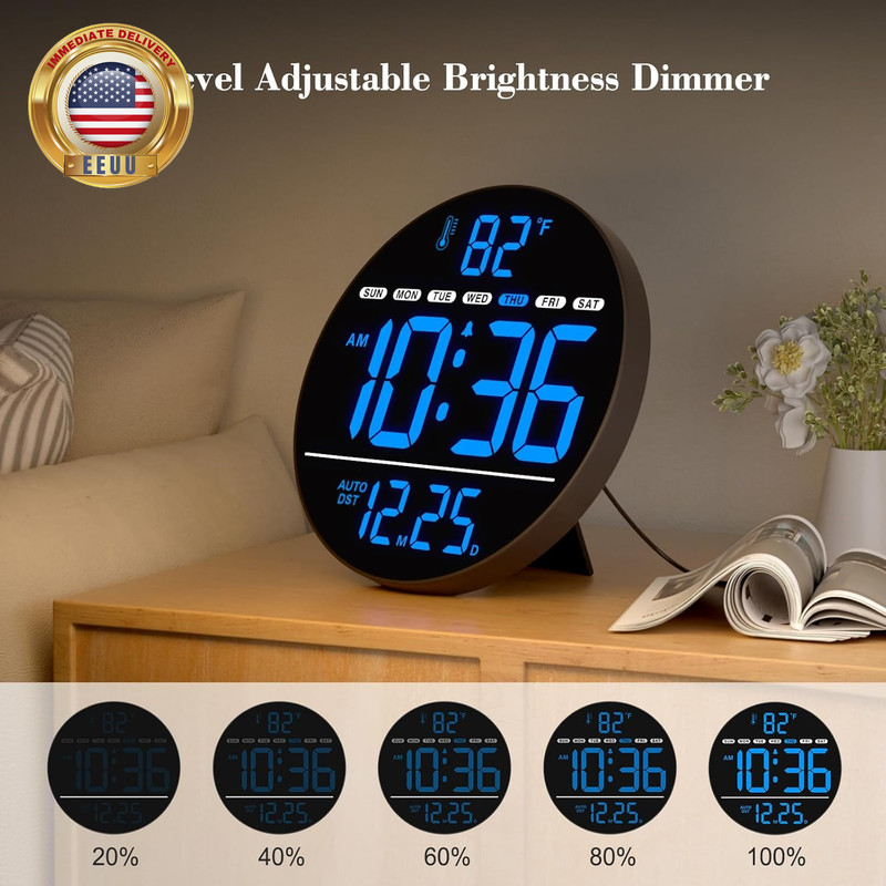 Large Digital Wall Clock with LED Display, Electric Wall Clock with Temperature, gallery