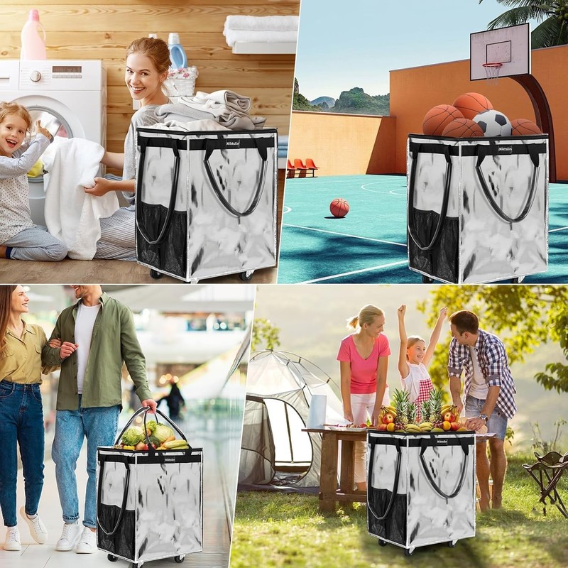 Spacious Silver Rolling Tote Bag on Wheels - Perfect for Grocery and Travel gallery
