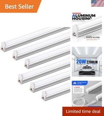Versatile 6 Pack 4FT LED Lights: 2200lm Bright White for Indoor Spaces & Garages