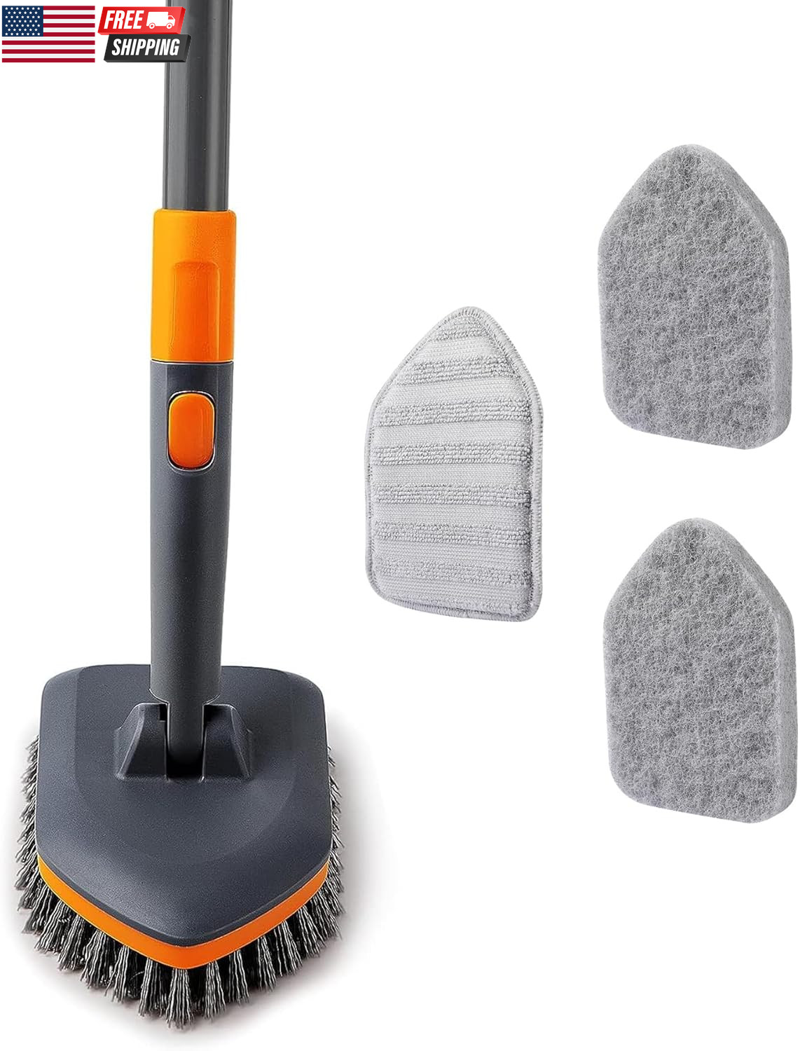 Tile Tub Scrubber Brush with 3 Different Function Cleaning Heads and 56" Extenda gallery