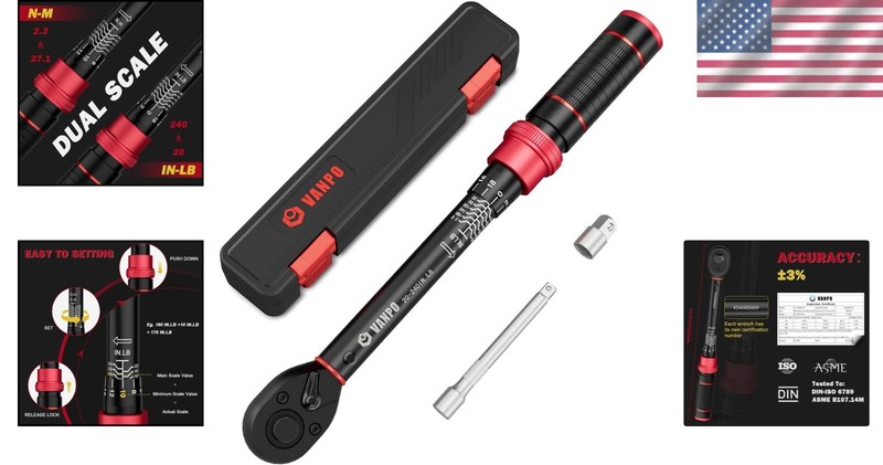 Precision 1/4-inch Drive Click Torque Wrench, 20-240 in.lb for Bike Maintenance gallery