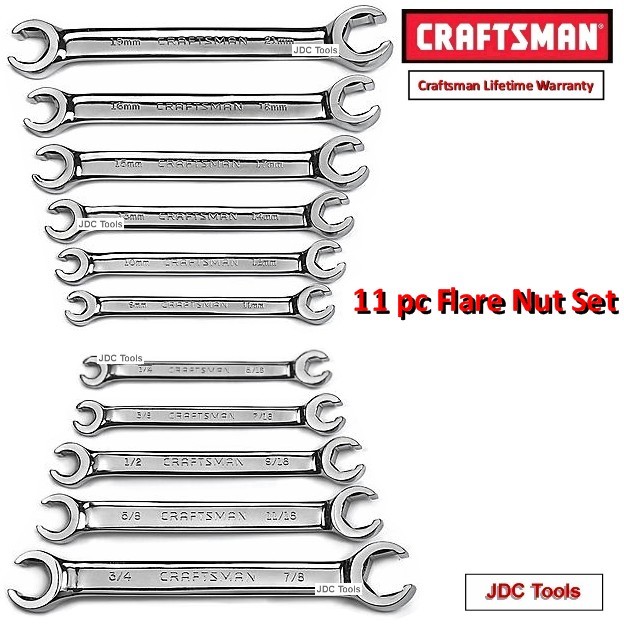 CRAFTSMAN TOOLS 11 pc SAE/Metric Line/Flare Nut Wrench Set 1/4-7/8",9-21mm 10 gallery